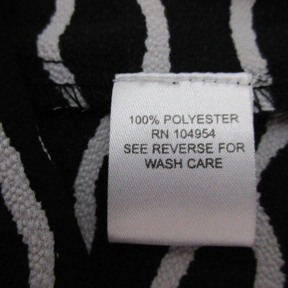 Antilia Femme Tunic Blouse Sz Medium Black White Wavy Striped V-Neck Cap Sleeve - Picture 6 of 7